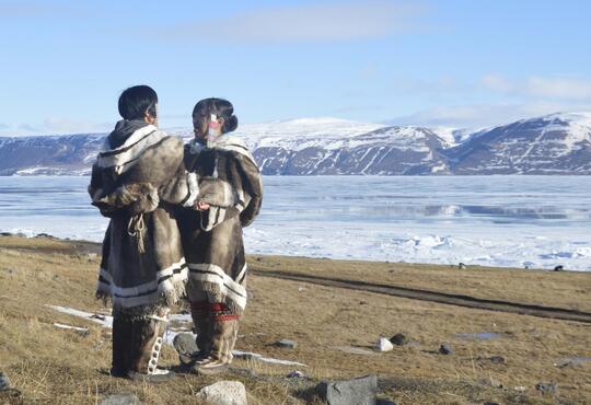 PHOTO two Inuuk women throat singing (kataqjjaq) up in north Baffin Island near Rosalina's home. Credit: Arctic Kingdom, Inc. 