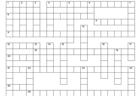 a crossword puzzle grid with 26 clue across and 24 clues down