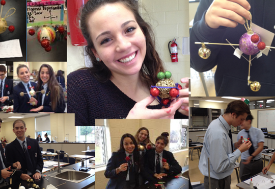 students celebrate a christmas with chemistry