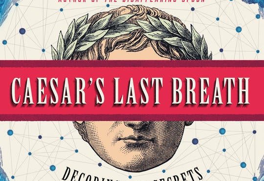 Cover of book Caesar's Last Breath with a photo of Caesar surrounded by clouds