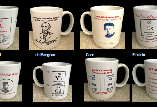 various mugs of different scientists