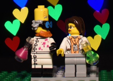 Lego chemistry couple.