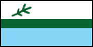 Labrador’s flag with leaf and green and blue colored lines.
