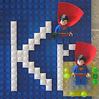 Close-up of LEGO Krypton tile in periodic table.