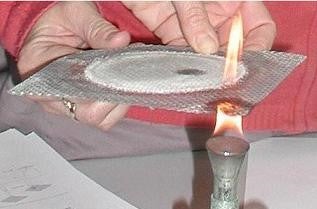 Wire gauze held over flame.