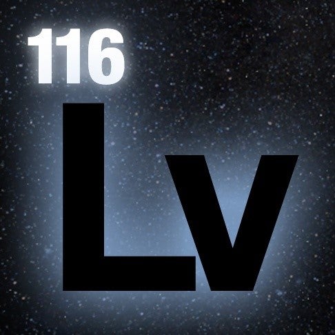 Livermorium, symbol Lv, number 116.