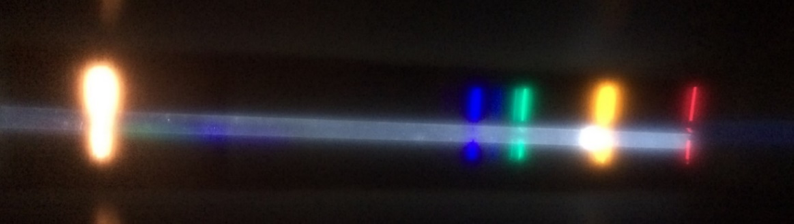 Different coloured light bands.