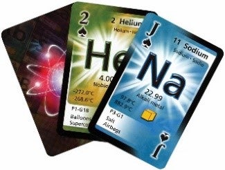 picture of three periodic table playing cards