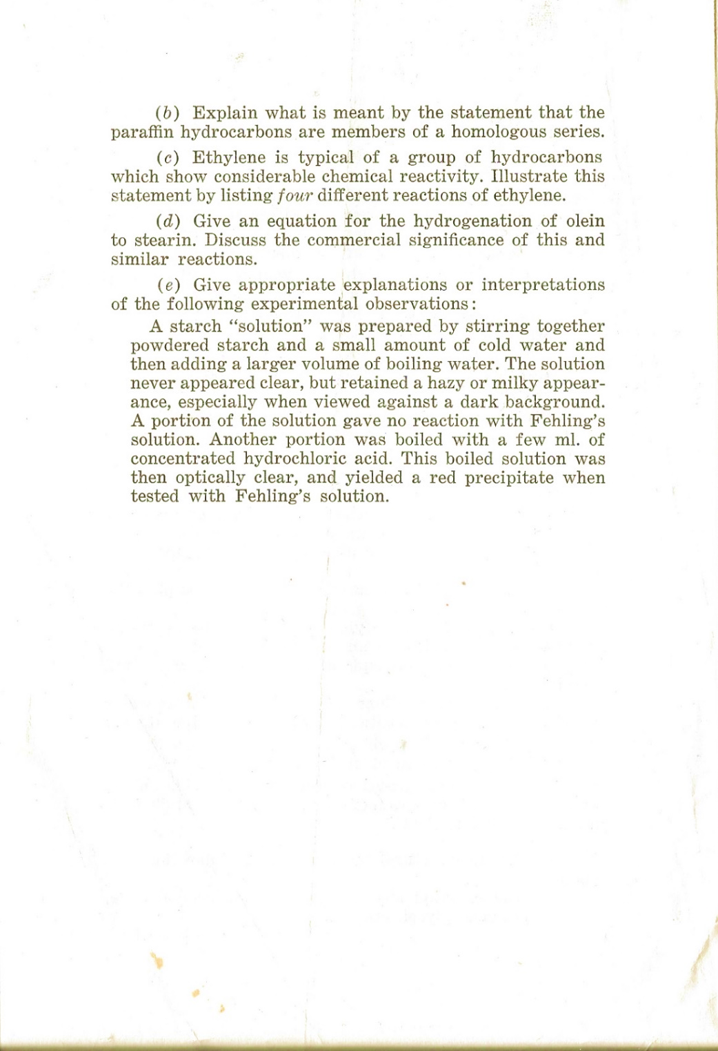 page 4 of an old 1958 Department of Education, Ontario grade 13 Chemistry exam