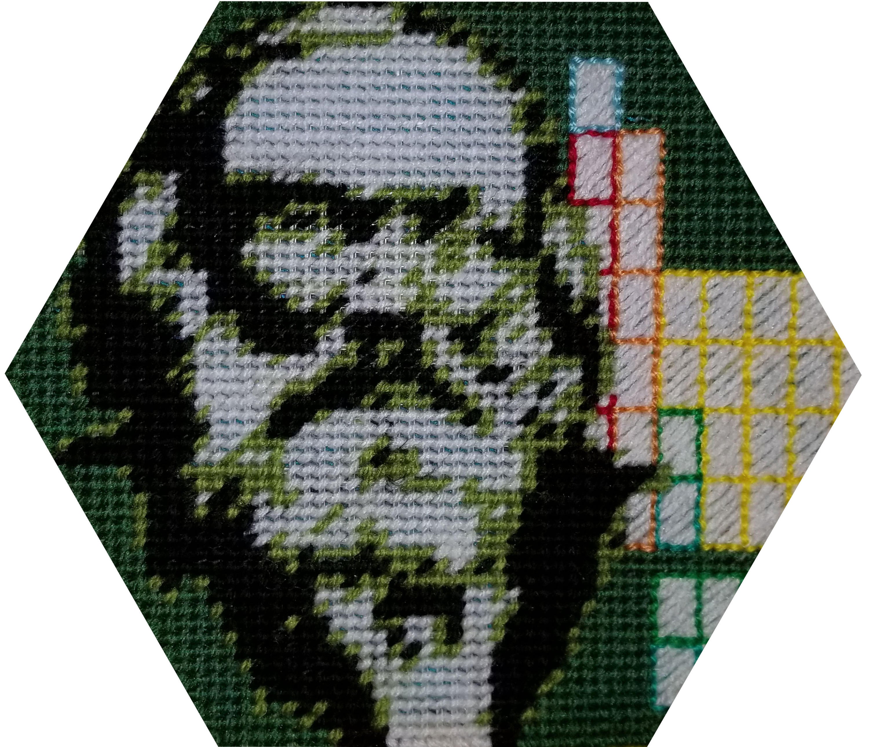 Mendeleev potrait cross-stitched