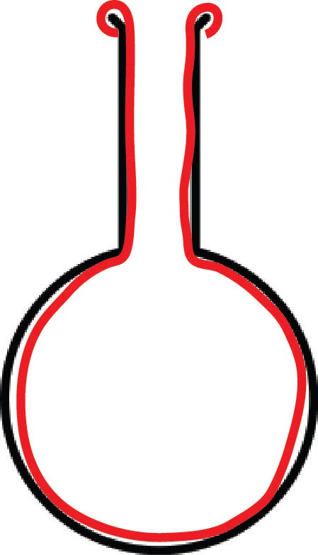 A diagram of a round bottom flask with a red lining showing a balloon inside
