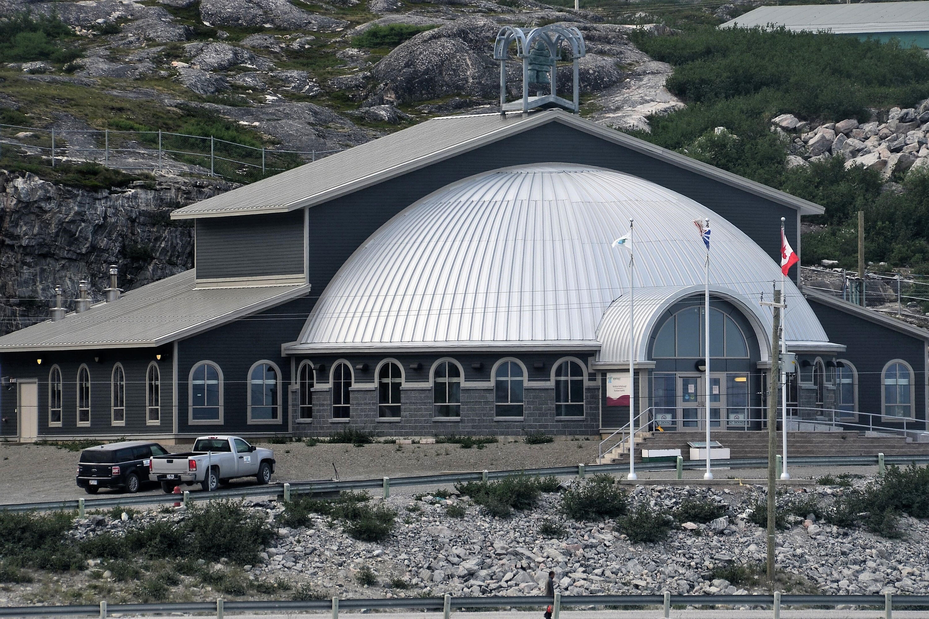 The front of the Nunatsiavut Assembly Buildingin Hopedale is shaped like a giant iglu.