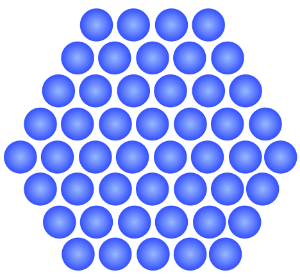 a blue layer of spheres with 21 spheres on the outside