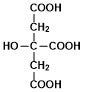 Chemical structure of citric acid showing three carboxylic groups .