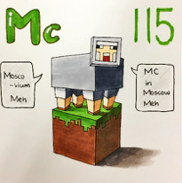 Moscovium element design using the a minecraft character
