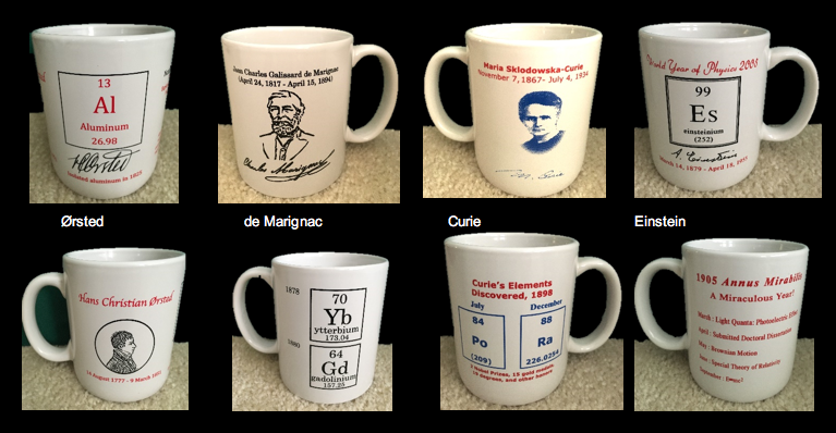 various mugs of different scientists