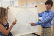 students explaing atom model