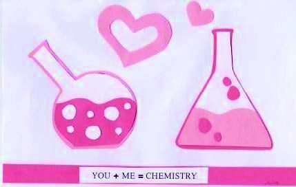 You + Me = Chemistry valentine with two beakers 