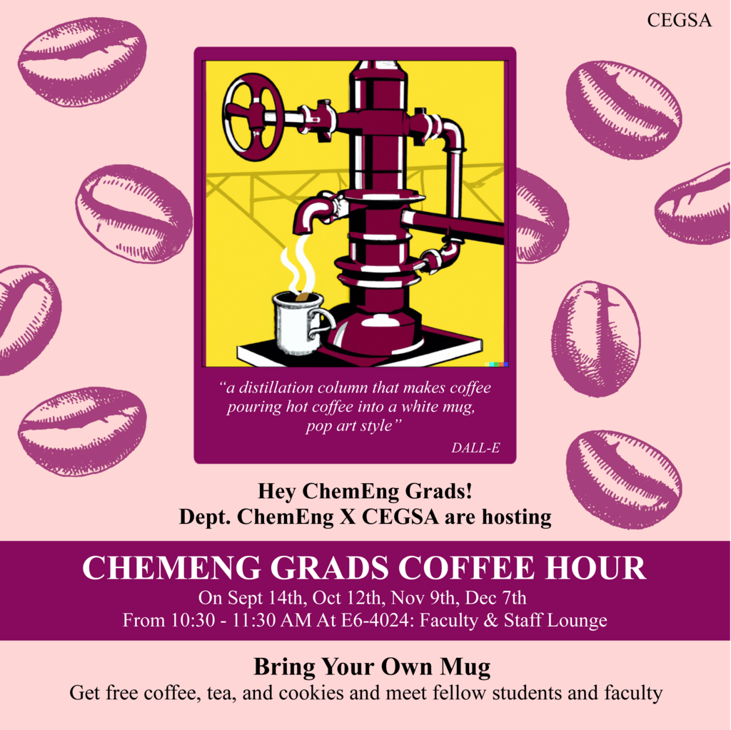 Cartoon Distillation column pouring hot coffee into a white mug.