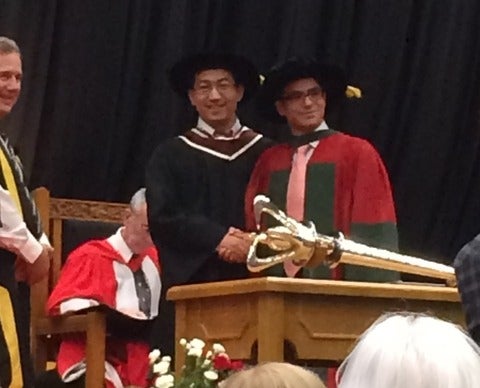Prof. Zhao and Dr. Shahsavan at UW Spring 2017 Convocation