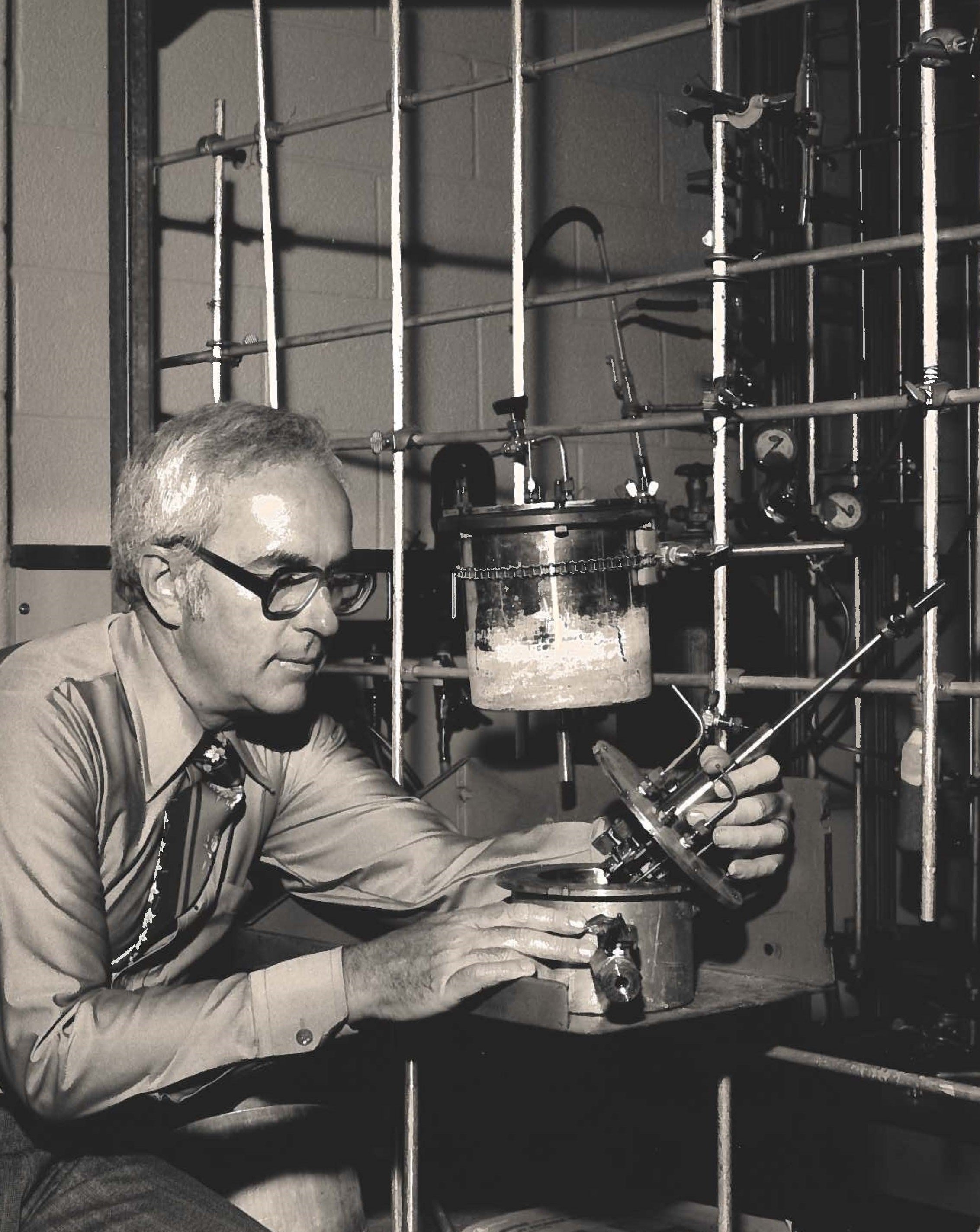 Ken O'Driscoll working in the Polymer Synthesis Lab, in the early eighties.