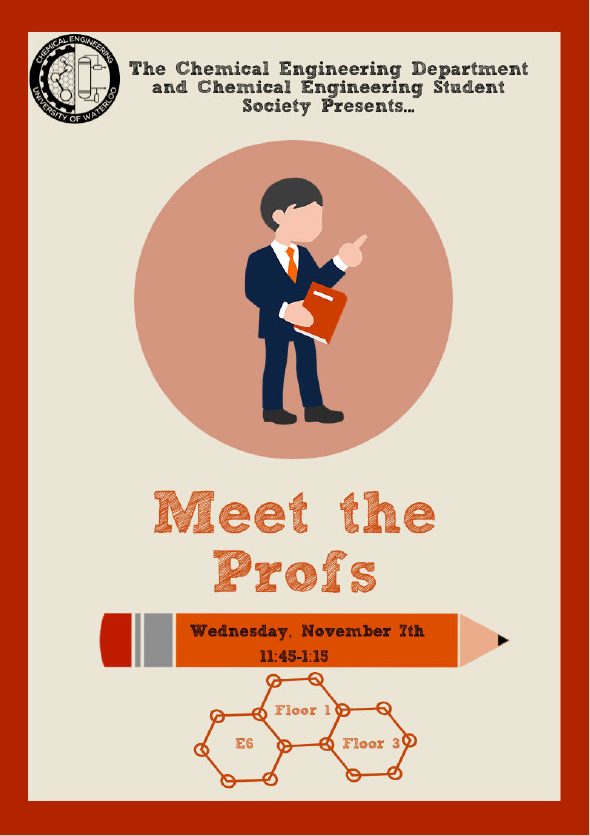 poster providing details about the upcoming CHE Meet the Prof event on November 7 2018