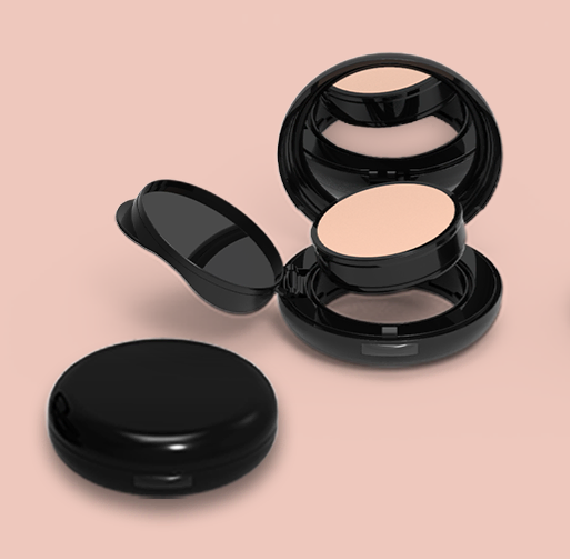 Black plastic cosmetic containers