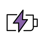symbol of battery with purple lightening bolt