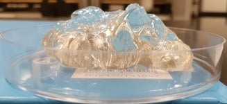 pink and blue gel in a clear bowl