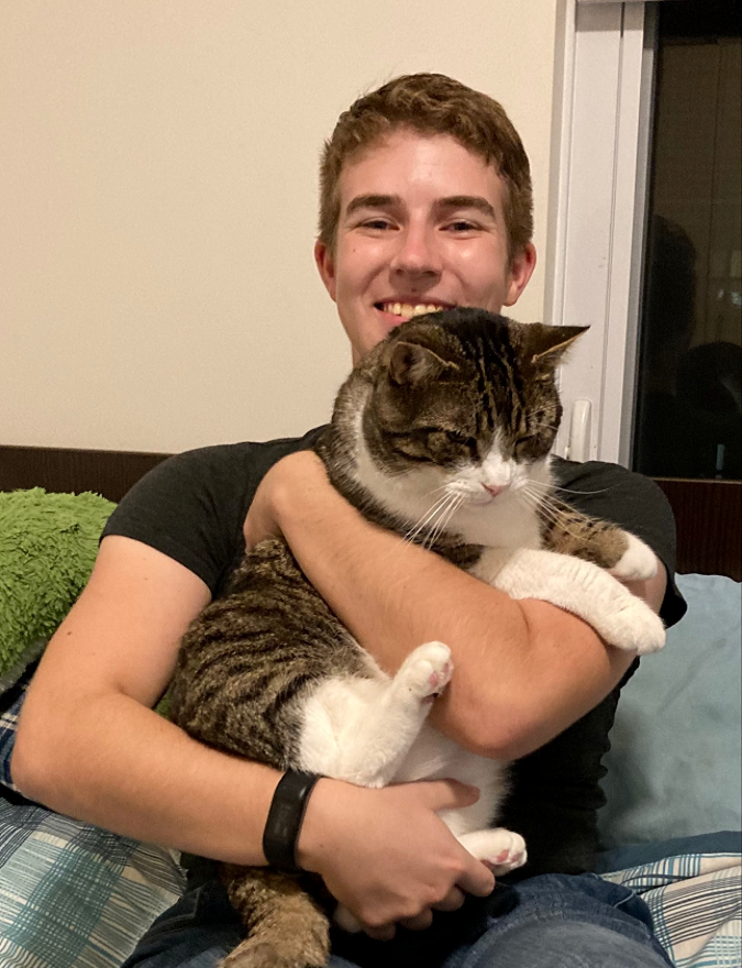 Kayden with cat