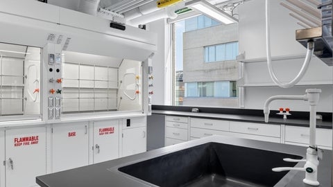 An clean, newly renovated chemistry lab.