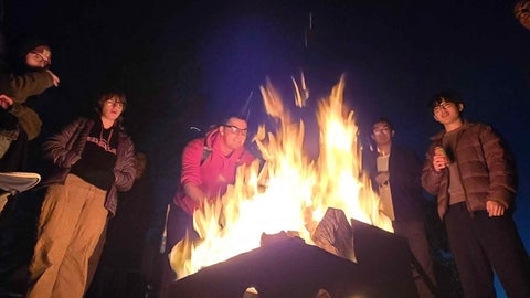 Chem Club holding their annual fall bonfire.