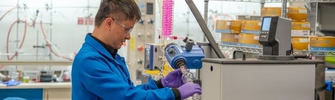 Professor Yangju Lin in the lab.