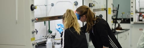 Students working in a chemistry lab.