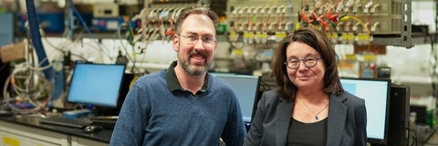 Michael Pope and Linda Nazar in lab