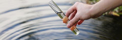 Water sampling using a test tube.