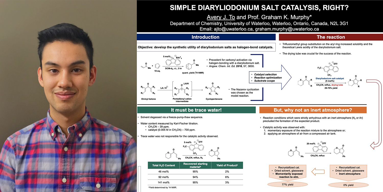 Avery To and his award-winning poster "Simple diaryliodonium salt catalysis, right?"