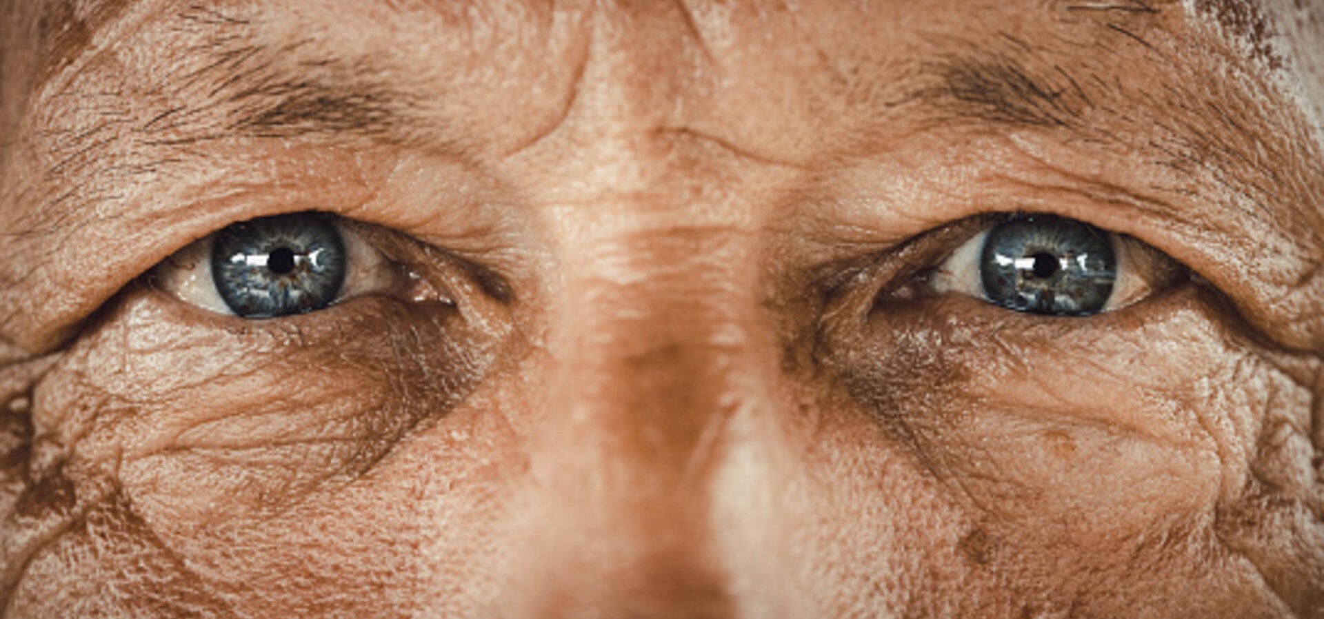 stock image of elderly man's eyes.