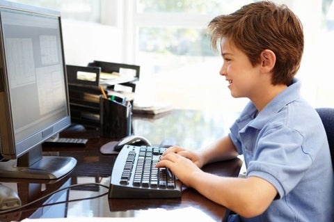 Boy working at computer