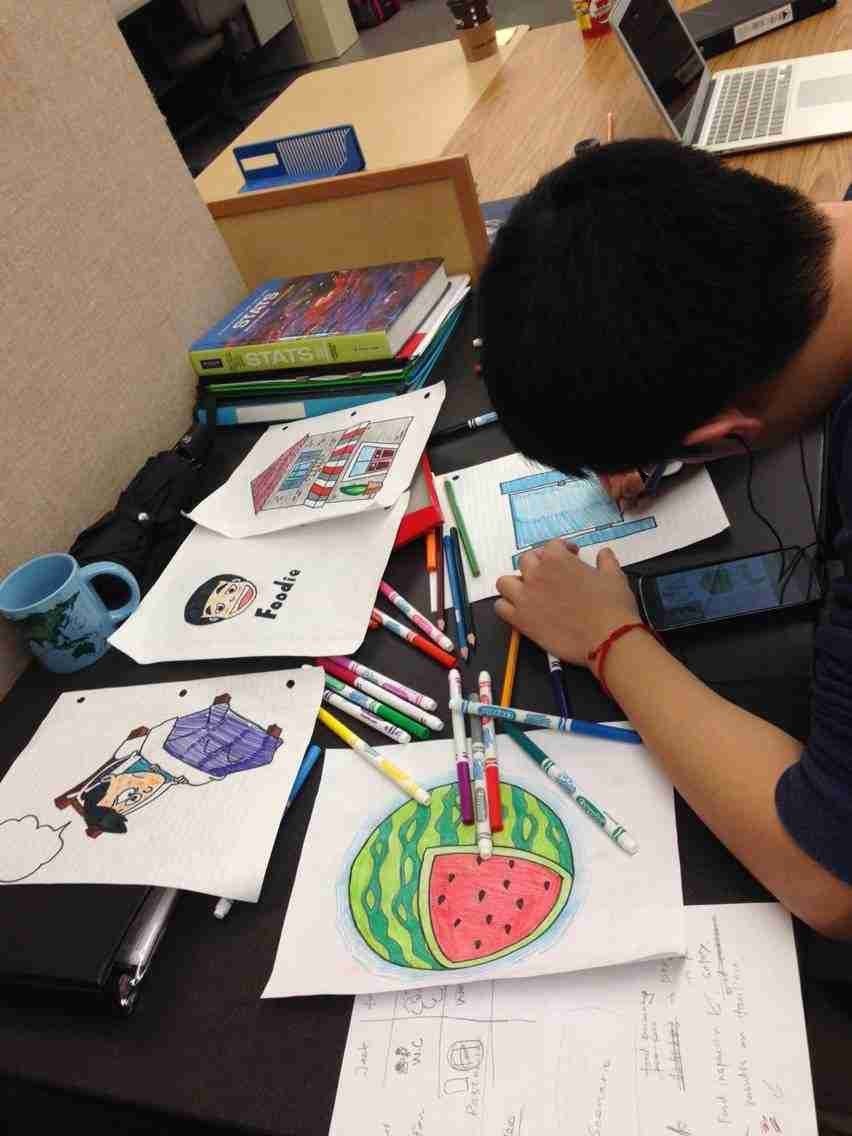 Chen Chen drawing a watermelon.