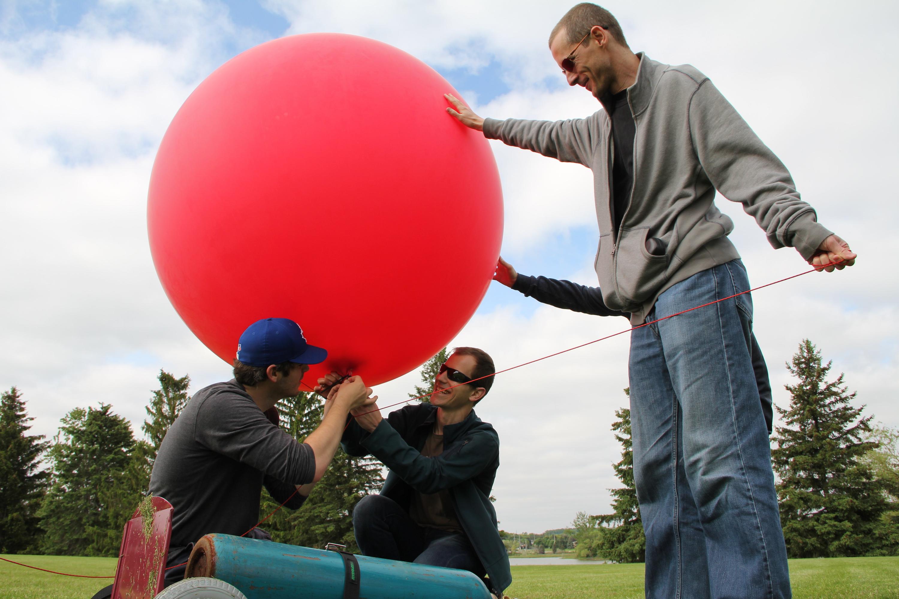 Mike, Peter and Grant setting up the balloon.