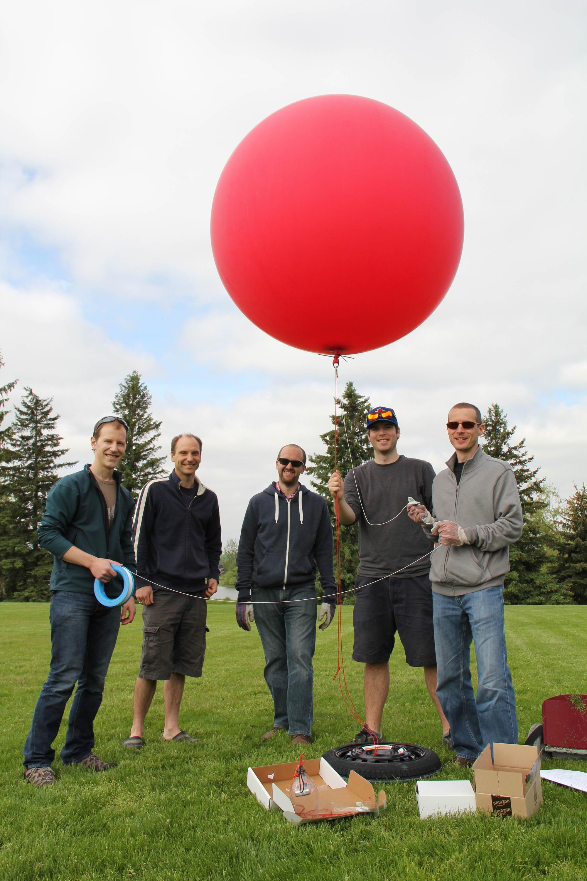 Peter, Scott, James, Grant, and Mike with the inflated balloon.