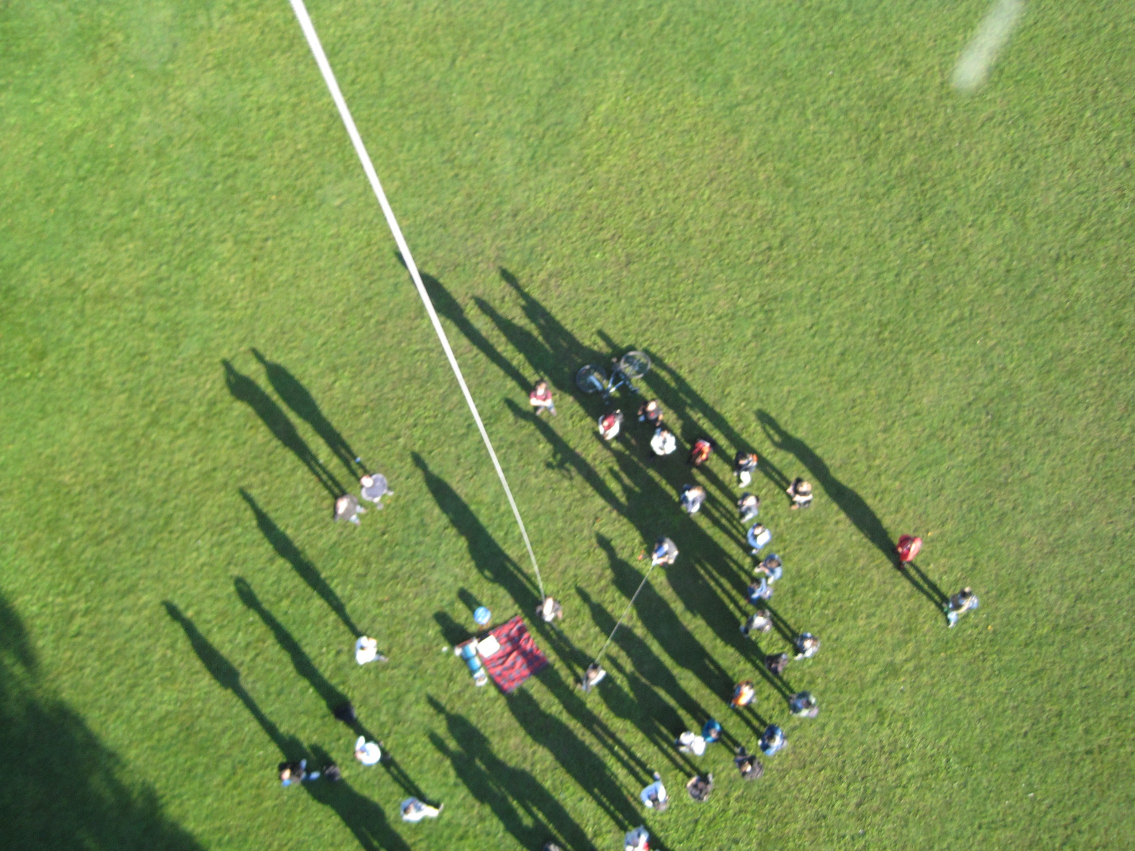 View from balloon – note the string tethering the balloon.