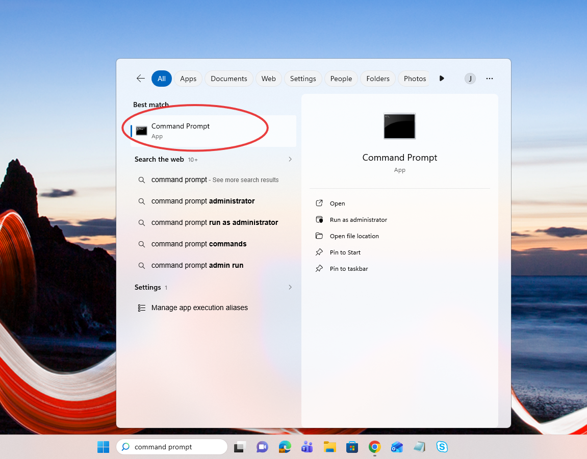 Open command prompt