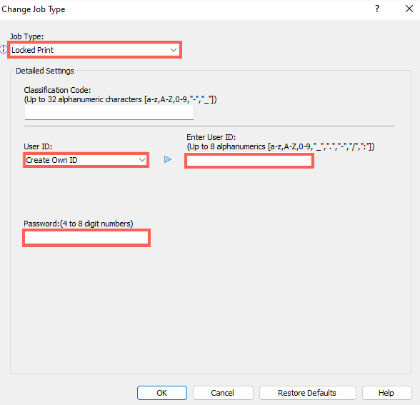 Printer preferences for locked print