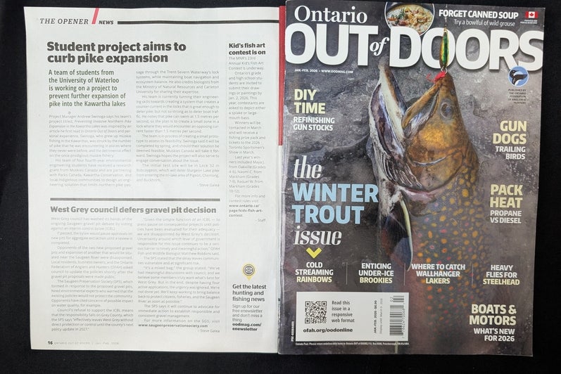 Photo of story of student group featured in Ontario Out of Doors, Jan/Feb 2026 Edition. 