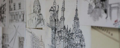 Sketch of a cathedral.