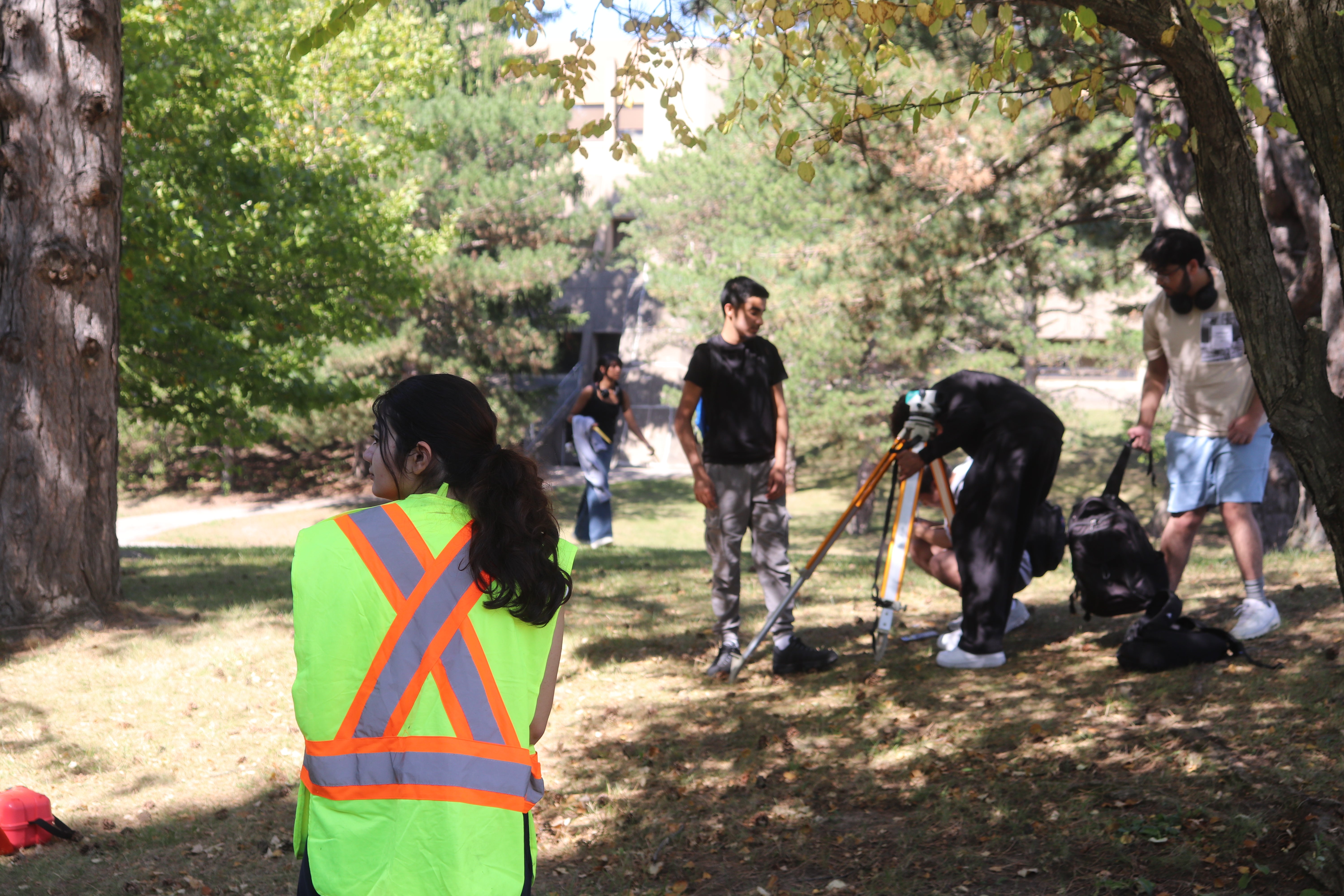 students performing field survey