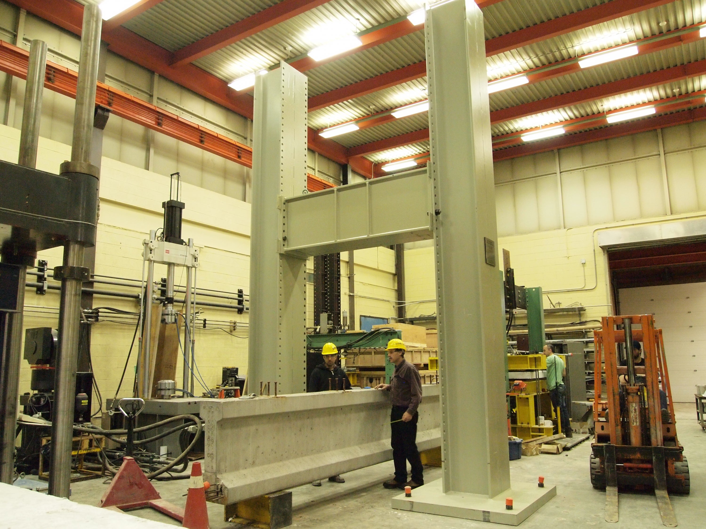 Testing a load bearing beam in the Structures Lab