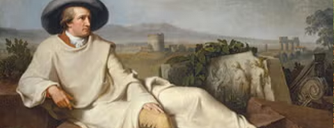 painting of Johann Heinrich Wilhelm Tischebien Goethe in the Roman campagna